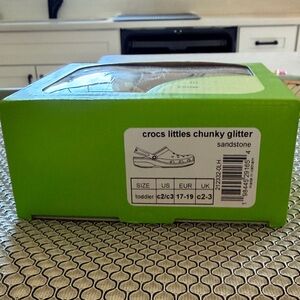 CROCS Littles Chunky Glitter Sandals - Sandstone